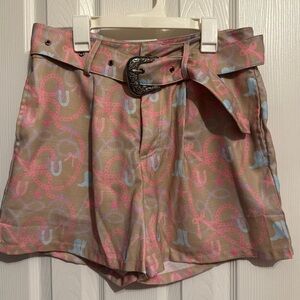 Western print shorts